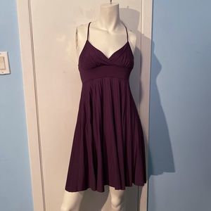 Purple Spaghetti Strap Dress - A-Line Style with Pleats & and Empire Waist